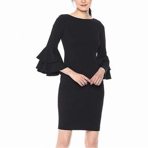 Calvin Klein Bell Sleeve Sheath Dress Black Size 4